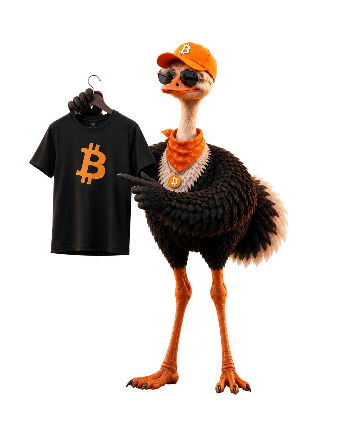 Zapfinity Strauß mit Bitcoin T-Shirt